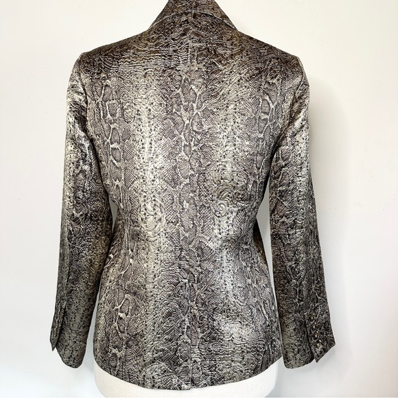 Chico’s Cobra Jaquard Print Metallic Blazer Gold Chicos size 1, size medium - Picture 3 of 12